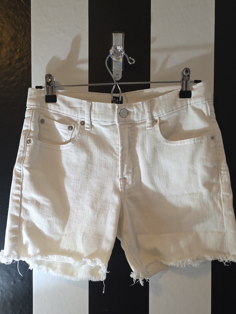 GAP White Denim Frayed-Hem Jean Shorts